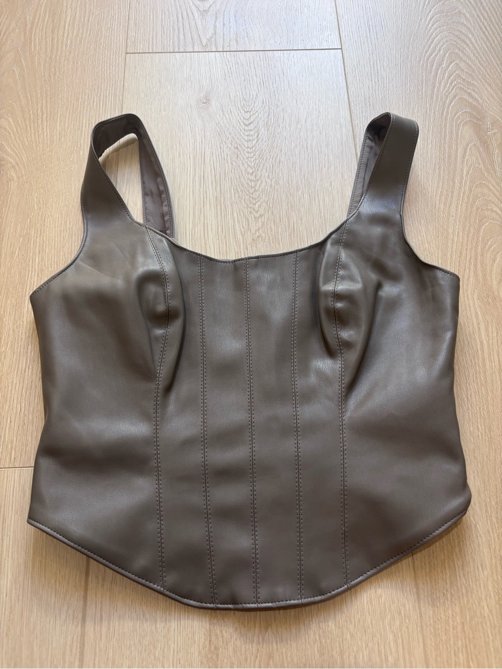 Abercrombie & Fitch Brown Faux Leather Corset Tank Top